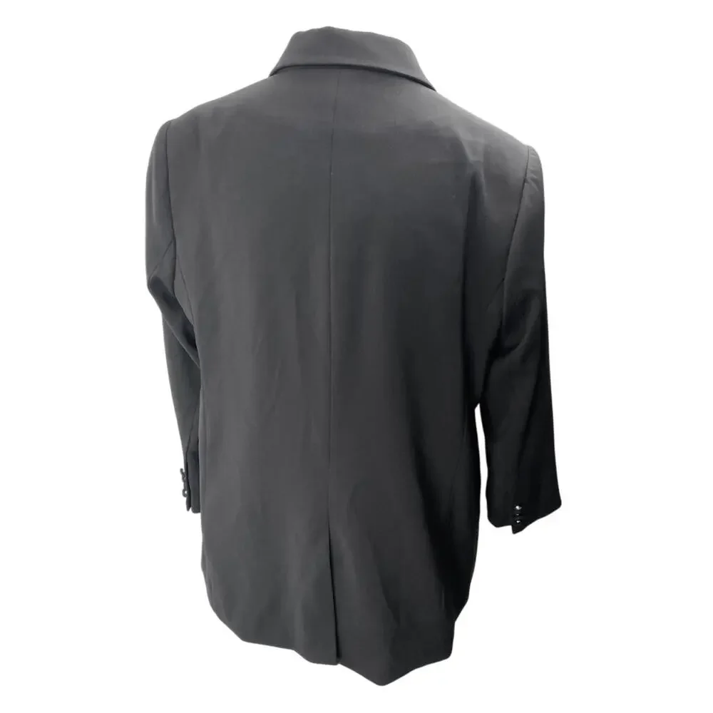 LBT Little Black Tux Black Collared Long Sleeve Button Blazer Coat Jacket Sz 20